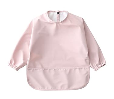 GZMM Waterproof Baby BibsInfant Toddler Long Sleeve Feeding Bib With Food CatcherWipe Clean Washable