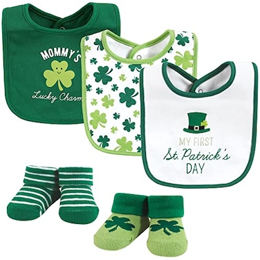 Hudson Baby Unisex Baby Cotton Bib and Sock Set Lucky Charm One Size