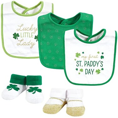 Hudson Baby Unisex Baby Cotton Bib and Sock Set Lucky Lady One Size