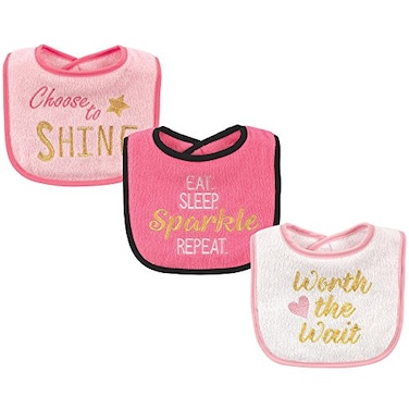 Luvable Friends Unisex Baby Cotton Drooler Bibs with Fiber Filling Sparkle One Size