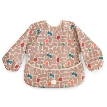 mushie Long Sleeve Baby Bib Water Resistant Adjustable Fit for Ages 624 Months Abstract Blob