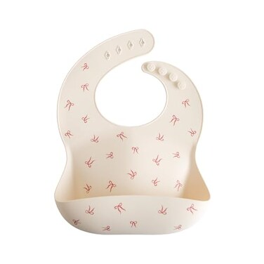mushie Silicone Baby Bib Adjustable Fit Waterproof Bibs Bows
