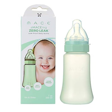 MACE CORPORATION aMACEing Zero Leak Baby Bottle with AntiColic Vent and Variable Flow LeakProof 7oz Green