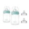 FDBTL Baby Bottle Glass Wide Neck Closer to Breastfeeding Slow Flow Nipple AntiColic 4 Ounce 2 Count Blue