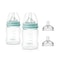 FDBTL Baby Bottle Glass Wide Neck Closer to Breastfeeding Slow Flow Nipple AntiColic 4 Ounce 2 Count Blue