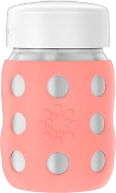Lifefactory 8Ounce StainlessSteel VacuumInsulated WideNeck Baby Bottle with Flat Cap Cantaloupe LS2231WCA4