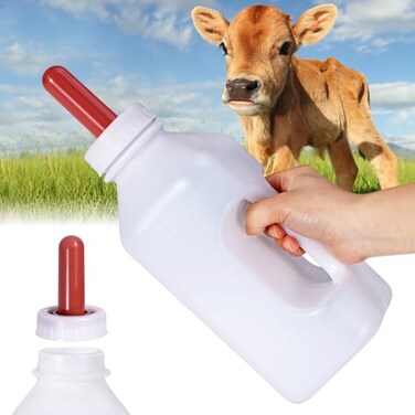 LZWUNYXE Screw Nipple Calf Bottle 2 QuartCalf Feeding Device with Rubber Nipple CapCalves Nursing Milk Feeding Bottle with Handle Livestock Supplie