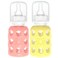 Lifefactory Glass Baby Bottle BPA Free Protective Silicone Sleeve 4 oz Pack of 2 Cantaloupe Banana