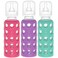 Lifefactory Glass Baby Bottle BPA Free Protective Silicone Sleeve 9 oz Pack of 3 Raspberry Grape Kale