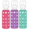Lifefactory Glass Baby Bottle BPA Free Protective Silicone Sleeve 9 oz Pack of 3 Raspberry Grape Kale
