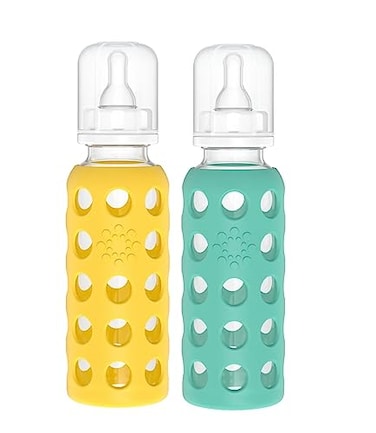 Lifefactory Glass Baby Bottle BPA Free Protective Silicone Sleeve 9 oz Pack of 2 Mango Kale