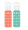 Lifefactory Glass Baby Bottle BPA Free Protective Silicone Sleeve 9 oz Pack of 2 Papaya Kale