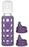 Lifefactory Glass Baby Bottle BPA Free 9 oz Sippy Cap Set Protective Silicone Sleeve Grape