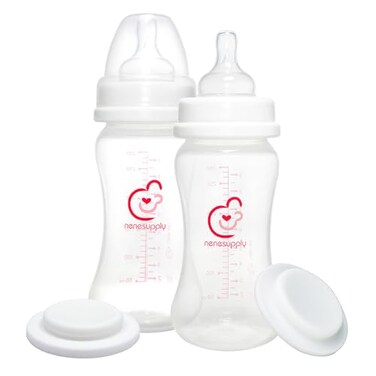 NENESUPPLY Nenesupply Feeding and Storage Bottles Collection for Spectra S1 S2 Motif Luna Breast Pumps 2 pc 9oz 280ml with Sealing Disc Anti Colic Feeding Breastmilk Storage Replace Spectra Bottles