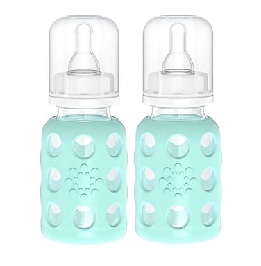 Lifefactory Glass Baby Bottle BPA Free Protective Silicone Sleeve 4 oz Pack of 2 Mint