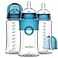Smilo Baby Bottle Set with Stage 0 Slow Flow Anti Colic Nipple 10 Oz 300 ml Capacity 3X Pack of Anti Colic Baby Bottles 03 Months Aqua Blue