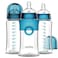 Smilo Baby Bottle Set with Stage 0 Slow Flow Anti Colic Nipple 10 Oz 300 ml Capacity 3X Pack of Anti Colic Baby Bottles 03 Months Aqua Blue