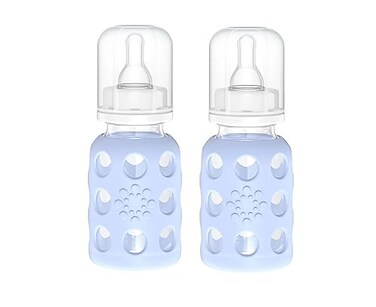 Lifefactory Glass Baby Bottle BPA Free Protective Silicone Sleeve 4 oz Pack of 2 Blanket