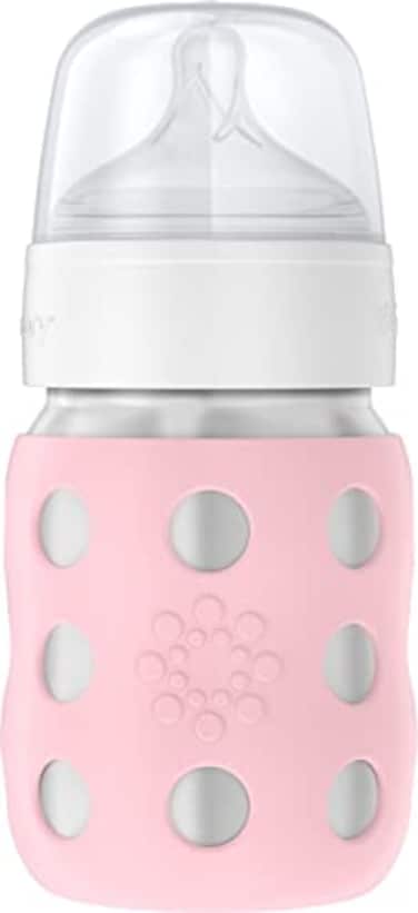 Lifefactory 8Ounce StainlessSteel VacuumInsulated WideNeck Baby Bottle with Stage 2 Nipple 36 Months Desert Rose LS2211WDR4