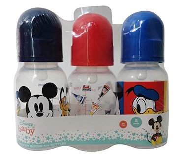 Cudlie Disney Baby Boy Mickey Mouse 5 oz Pack of Three Baby Bottles Mickey Friends