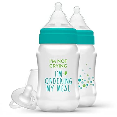 Evenflo Feeding Balance Wide Neck Printed Bottles 9oz 2pk with Pacifier