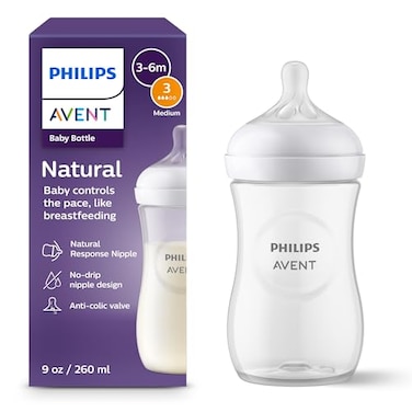 Philips Avent Natural Baby Bottle with Natural Response Nipple Medium FlowFlow 3 9oz SCY90301