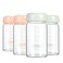 COMI Wide Neck Glass Breastmilk Collection n Storage Bottle 4 Packs 6oz with Screw Ring Sealing Disk Remarkable Sealing Disc BPA Free Fits Breast Pumps Nipples 2 Gray Lids 2 Pink Lids