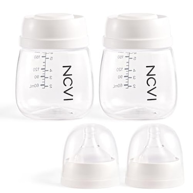 NCVI Baby Bottles Milk Bottles Set Compatible with Electric Pump 810281008122811681288129 Includes Nipples and Lids Breastmilk Collection Storage and Feeding 6oz180ml 2 Pack