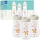 MAM 9oz Feel Good Pure Glass AntiColic Wide Neck Baby Bottle Medium Flow Skin Soft Silicone Nipple Easy to Clean BPA Free 2 Months Easy Switch Between Breast Bottle Made in Europe 3 Pk