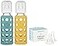 Lifefactory 9oz Glass Baby Bottle 2pk Bundle with 2 Stage 3 Nipples KaleMango