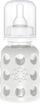 Lifefactory 4Ounce BPAFree Glass Baby Bottle with Stage 1 Nipple and Protective Silicone Sleeve Stone Gray