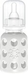 Lifefactory 4Ounce BPAFree Glass Baby Bottle with Stage 1 Nipple and Protective Silicone Sleeve Stone Gray