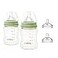 FDBTL Baby Bottle Glass Wide Neck Closer to Breastfeeding Slow Flow Nipple AntiColic 4 Ounce 2 Count