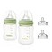 FDBTL Baby Bottle Glass Wide Neck Closer to Breastfeeding Slow Flow Nipple AntiColic 4 Ounce 2 Count