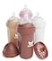 Herobility AntiColic Baby Bottles 85 fl oz240ml Pack of 4 Plastic Baby Bottles Medium Flow Plastic Bottles BreastShaped Teat for Breastfed Babies Multicolor Sand Woodchuck Pink White