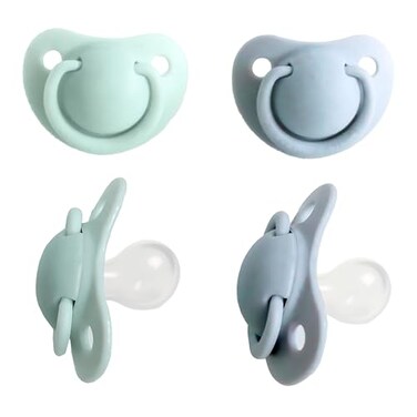 Avima Orthodontic Pacifiers 06 Months BPAFree Silicone Baby Pacifiers for Newborns Breastfed Babies Soothing Baby Binky wSoft Nipple Design 4Pack Green Grey