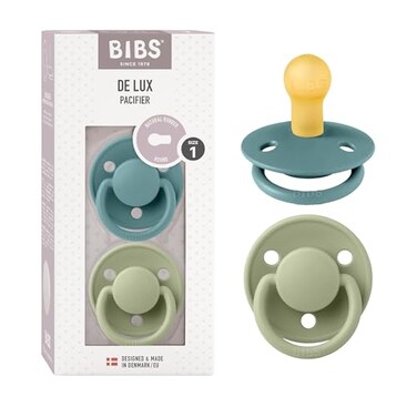 Bibs BIBS De Lux Baby Pacifier 2Pack Made in Denmark BPA Free Dummy Soother Round Nipple Natural Rubber Latex Size 1 06 Months Island SeaSage