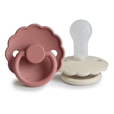 FRIGG Daisy SilkySoft Silicone Baby Pacifier Made in Denmark BPAFree Powder BlushCream 618 Months