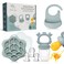 Minie Joo Baby Fruit Feeder Teether Set 3in1 Food Pacifier Breastmilk Popsicle Tray Adjustable Bib 3 Pacifier Sizes BPAFree Premium Quality