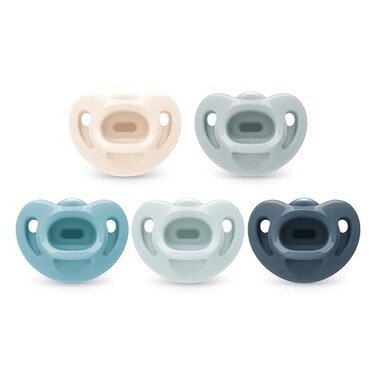 NUK 100 Silicone Comfy Orthodontic Pacifiers 06 Months Blue Fashion Timeless Collection 5 Count