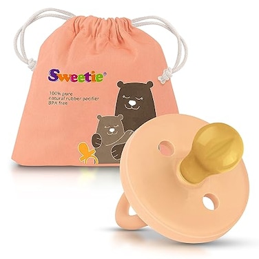 Sweetie SWEETIE Rubber Pacifier Natural Rubber Pacifier Rounded Light Pink Medium 612 Month
