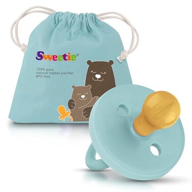 Sweetie SWEETIE Rubber Turquoise Pacifier Natural Rubber Pacifier Rounded 1218 Month Turquoise