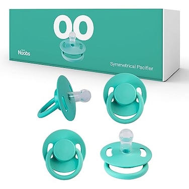 Love Noobs Symmetrical Pacifier by LoveNoobs 4 Pack Pacifiers 06 Months Baby Starter Kit Newborn Silicone Dummy Orthodontic Teething Soothers Newborn Gift