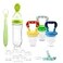 WAJIAYON Food Feeder for Baby Fruit Feeder Pacifier 3 Pcs with 6 Different Sized Silicone PacifiersSilicone Baby Food Dispensing Spoon 90ML with Babies SpoonsPacifier Clip Babies Feeding Set
