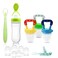 WAJIAYON Food Feeder for Baby Fruit Feeder Pacifier 3 Pcs with 6 Different Sized Silicone PacifiersSilicone Baby Food Dispensing Spoon 90ML with Babies SpoonsPacifier Clip Babies Feeding Set