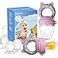Jochebed Baby Fruit Food Feeder Pacifier Fresh Teething Pacifiers Infant Fruit Teething Teether Toy for 324 Months 6 Pcs Silicone Pouches for Toddlers Kids Babies Piggy Handle 2Pack Pink Gray