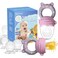 Jochebed Baby Fruit Food Feeder Pacifier Fresh Teething Pacifiers Infant Fruit Teething Teether Toy for 324 Months 6 Pcs Silicone Pouches for Toddlers Kids Babies Piggy Handle 2Pack Pink Gray