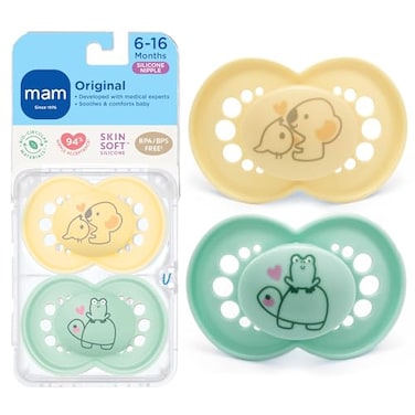 MAM Original Matte Baby Pacifiers 616 Months Binky for Newborn Babies BPAFree Skin Soft Silicone Nipple Easy to Clean Developed with Medical Experts 2 Pk with Sterilizer Case Made in Europe