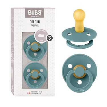 Bibs BIBS Pacifiers Colour Collection Natural Rubber Baby Pacifier Round Nipple Set of 2 BPAFree Soothers Made in Denmark 6 Months Pack of 2 Island Sea