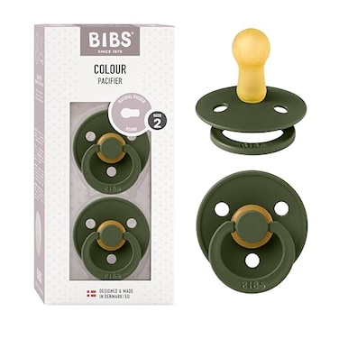 Bibs BIBS Pacifiers Colour Collection Natural Rubber Baby Pacifier Round Nipple Set of 2 BPAFree Soothers Made in Denmark 6 Months Pack of 2 Hunter Green